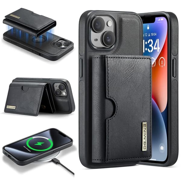 (Til iPhone 14 Plus) DG.MING M6 Serien Magnetisk Pung Etui sort