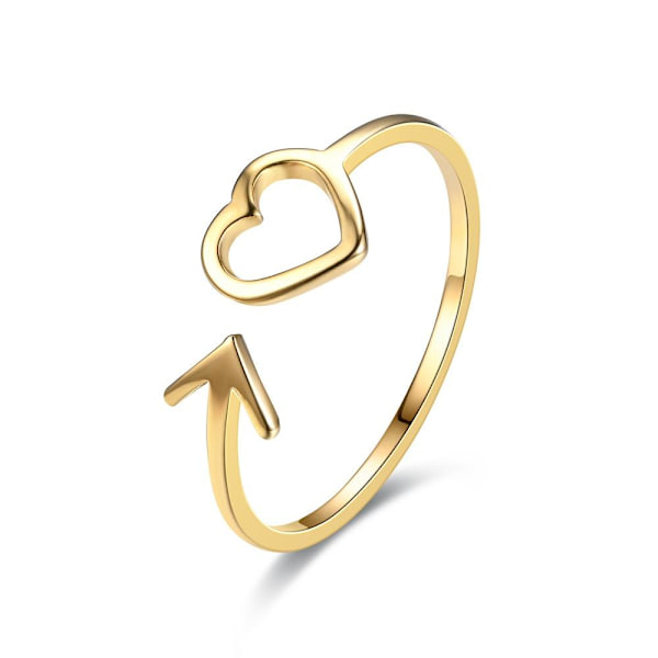 Lägg till en touch av Whimsy: Cut-Out Clover Arrow Ring - Unik, gyllene hjärta pil