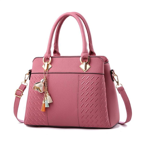 Mode Kvinnor Handväskor Tofs Läder Totes Väska Crossbody Axelväs Rosa 31cm*14cm*23cm