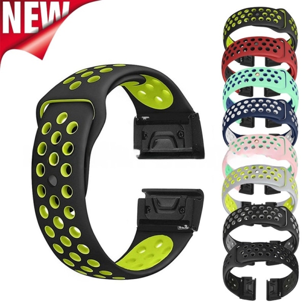 armbånd silikon Garmin fenix 7/6/5 fenix 7s/6s/5s 20 mm svart/rød (fenix7s/6s/5s)