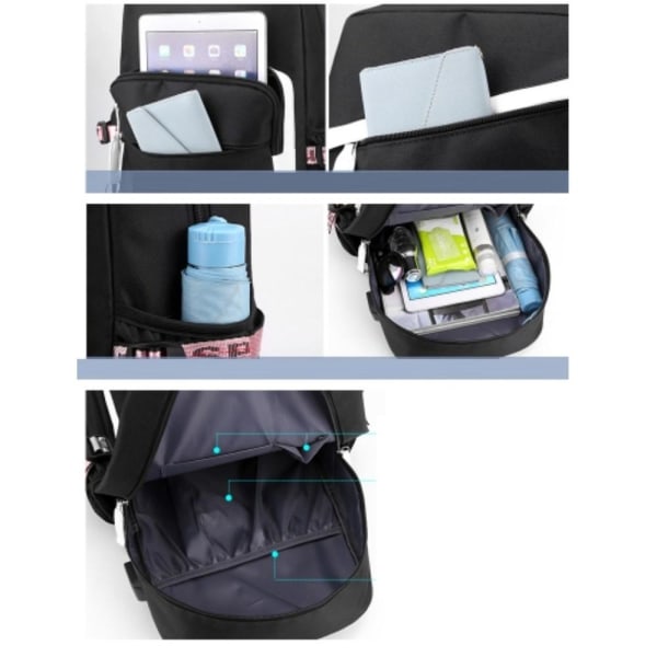 Aphmau ryggsäck barn ryggsäckar ryggväska med USB uttag 1st rosa 2