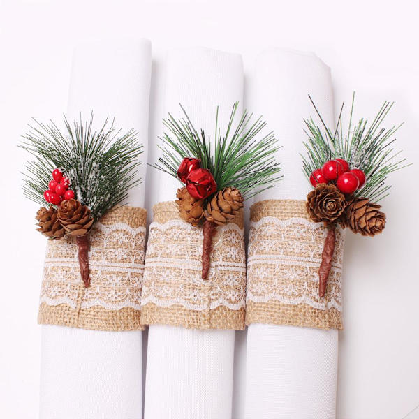 Servietringe Jul Thanksgiving Holidays Julepynt Julepynt ca 6 stk / kegler 1