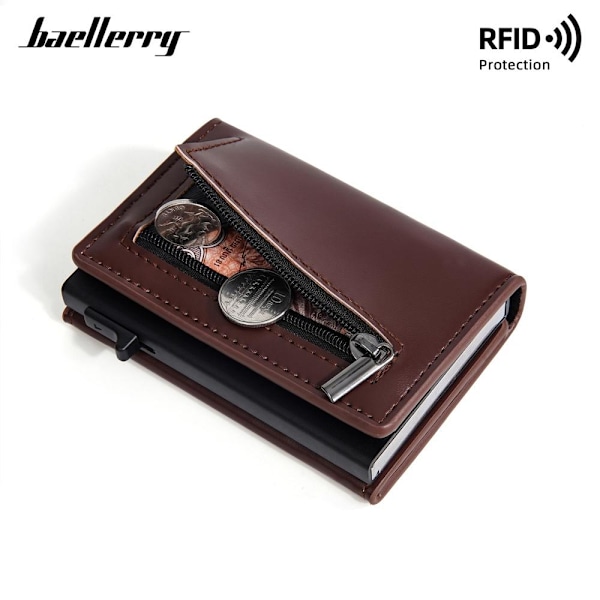 Baellerry RFID-blockerande smal plånbok med automatisk popup-kor kaffe