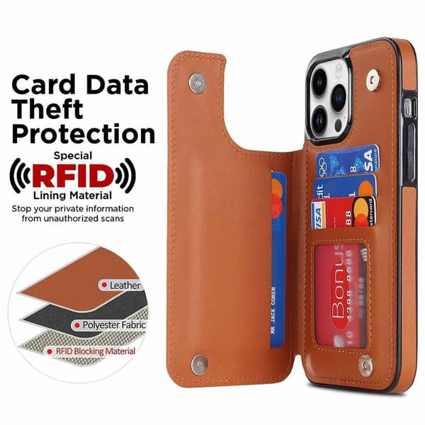 (Til iPhone 13 mini) Holdbart mobilcover med støttefod og RFID-s mørkegrøn