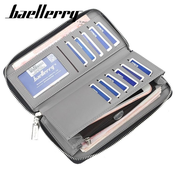 Baellerry Lang Lommebok for Menn Canvas Glidelås Retro Casual Multi kaffe