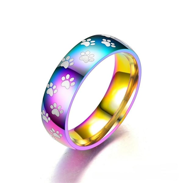 Rainbow Par Jälki Rengas Neljä Kynsiä Hopea Koivun Lehti Kihlasormus siniset jalanjäljet Nro 11