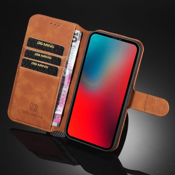 (Til iPhone 12 / iPhone 12 Pro) DG.MING Retro læderetui til te sort