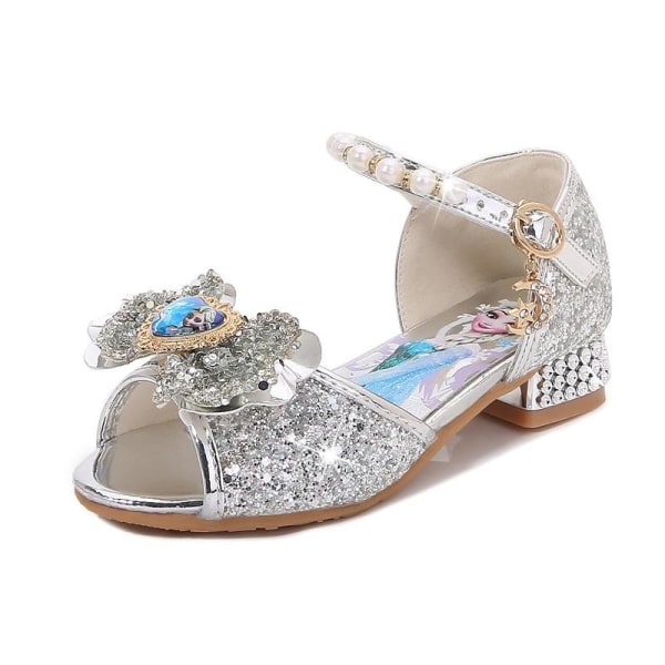 prinsessesko elsa sko børnefestsko sølvfarvede 17,5 cm / størrelse 27