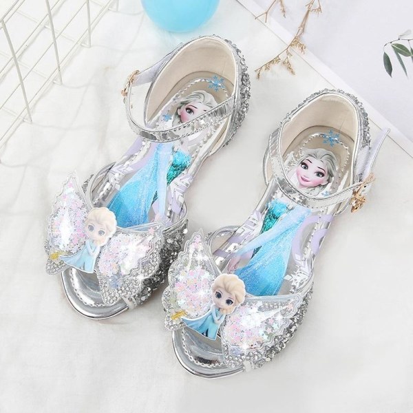 prinsessesko elsa sko børnefestsko sølvfarvede 16 cm / størrelse 23
