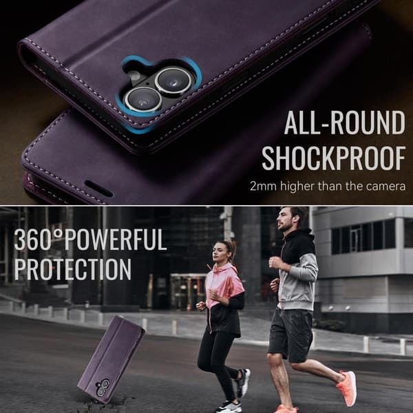 (Til iPhone 16 Pro) Tyndt tegnebogs etui til telefon med kort- og kontantlommer samt justerbar kickstand sort