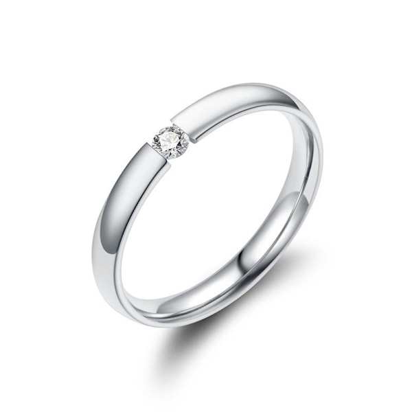 Blendende dobbel diamant parring - bedårende Pinky forlovelsesring 3mm stålmaling nr. 10