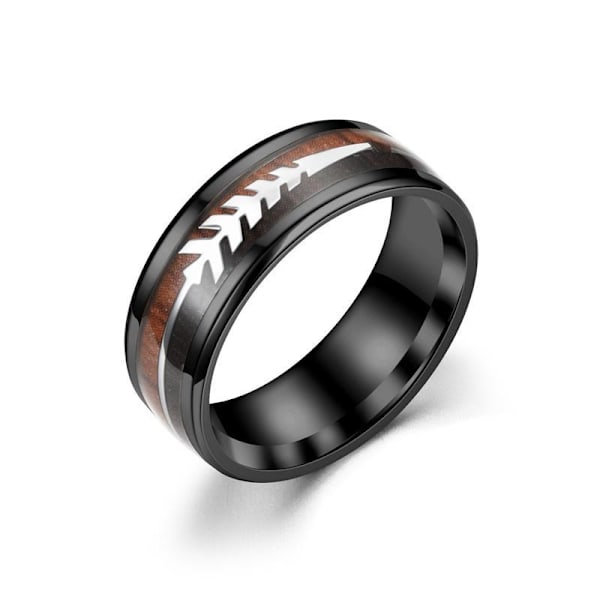 Wood Grain Arrow Ring - Minimalistiska trätonade modesmycken med stål färg pil nr 7