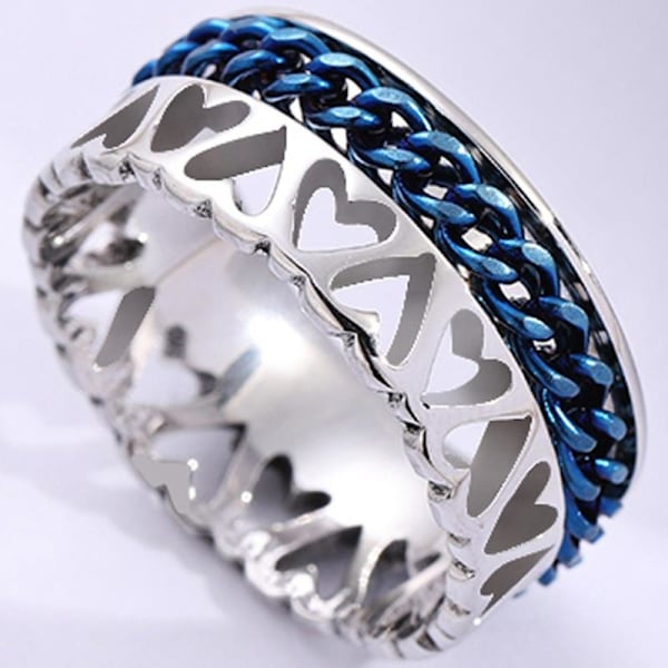antistress spinner rotating fidget ring rings blue Størrelse 10 / 19,8 mm