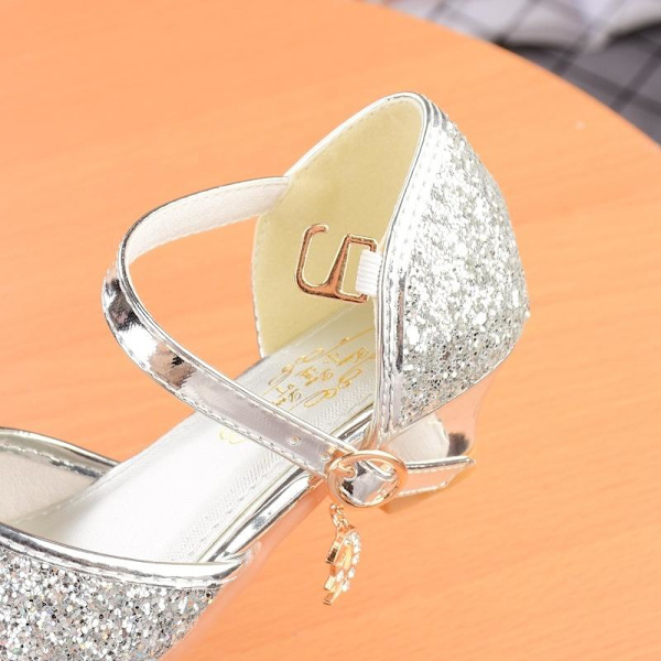 elsa prinsess skor barn flicka med paljetter silverfärgad 16.8cm / size26