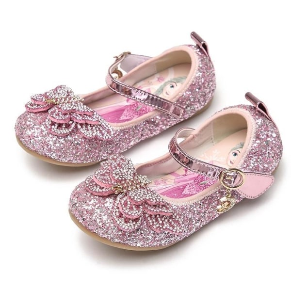 elsa prinsesse sko barn pige med pailletter pink 19 cm / størrelse 31