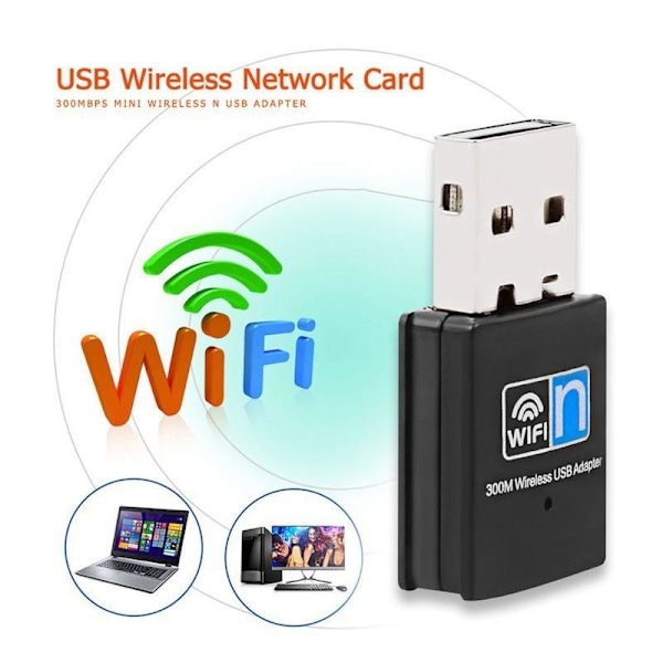 USB WIFI-adapteri dongle 300 Mbps musta 1 kpl