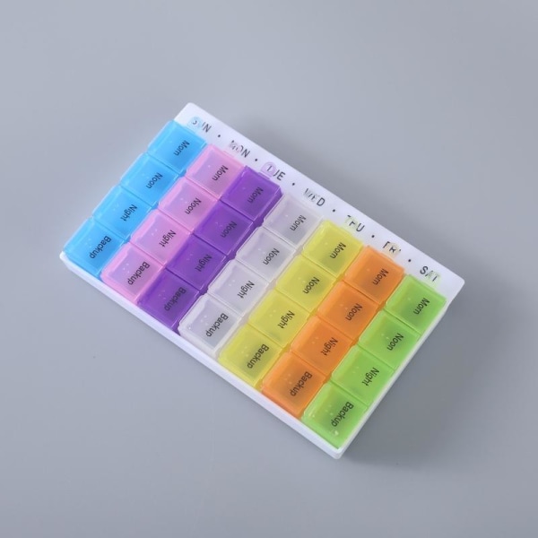 tablettdose pilleglass medisinboks pillebeholder 28 rom engelsk tekst