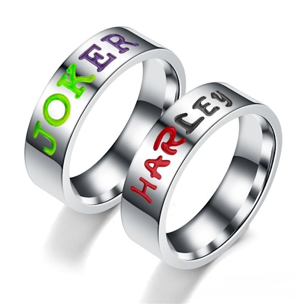 Joker &amp; Harley Quinn Emalj Dubbade Par Ring Set - DC Comics skämtsam nr 8