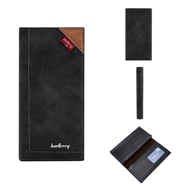 Baellerry lång plånbok för män Business Slim RFID-blockering med svart