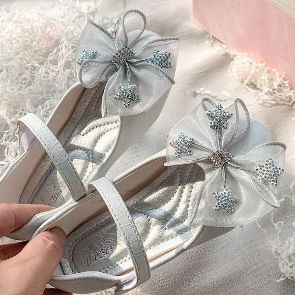 elsa prinsess skor barn flicka med paljetter silverfärgad 18.5cm / size30