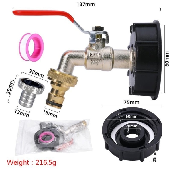 ibc tank adapter vandhane til ibc ibc tank adapter messing s60*6 til 1/2 tomme hane+mes