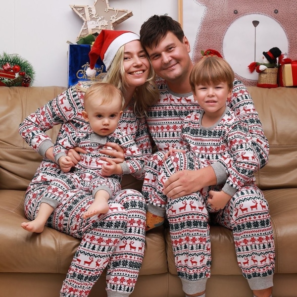 Juletøj Julepyjamas familie pyjamasbukser Julesweater pyjamassæt baby 1m