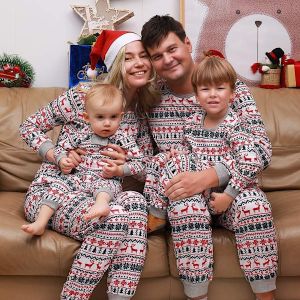 julkläder julpyjamas familj pyjamasbyxor jultröja pyjamas set Barn 6T