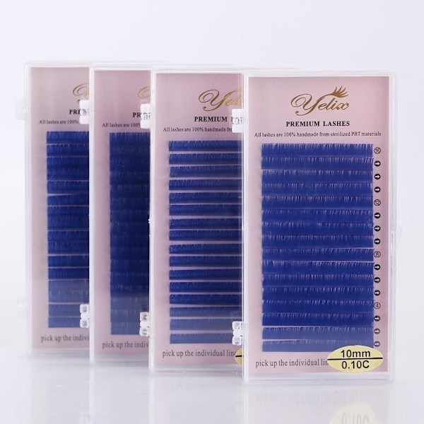 Eleganta Yelix Premium Fransar/fransförlängning/lashes Pack 0.12 C 12mm blå