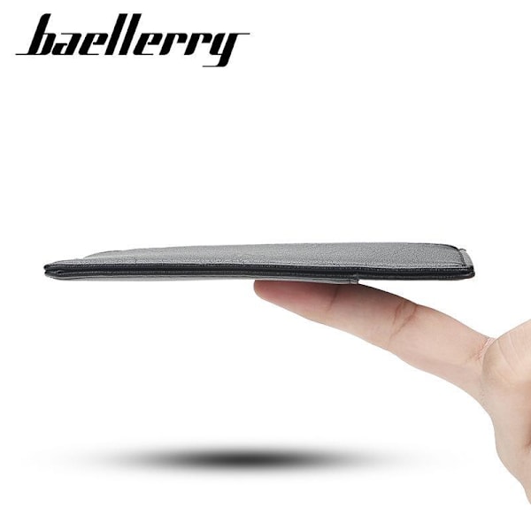 Baellerry män läder korthållare Business kort stil dragkedja ult Svart 12.5cm*10cm*1cm