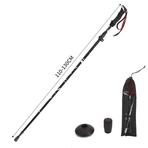 2 vandrestave vandrestave til teleskopiske gummifødder sort 110-130cm