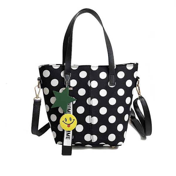 Canvas Wave Point Mummy Bag Portable Shoulder Messenger Bag Stor Svart