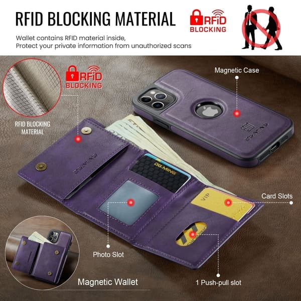 (Til iPhone 15 Plus) DG.MING M6 Serien Magnetisk Pung Etui sort