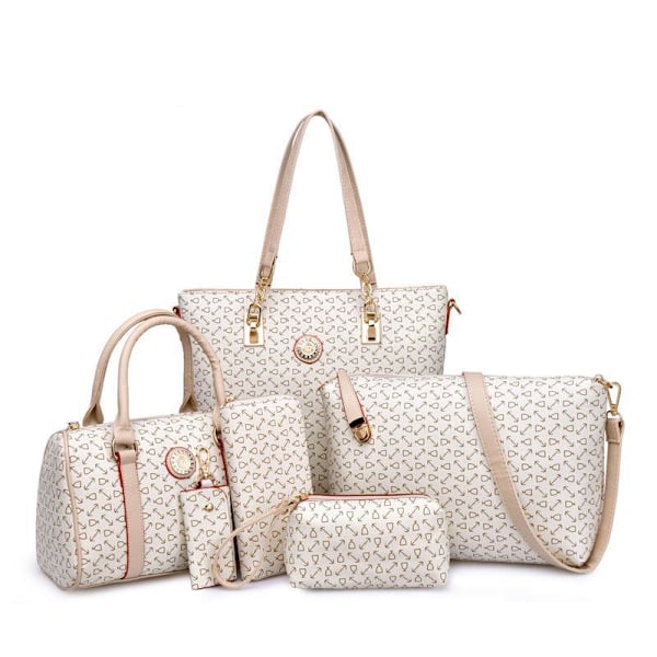 Lyxiga kvinnor axelväska PU läder Tote handväska Crossbody väsko Beige