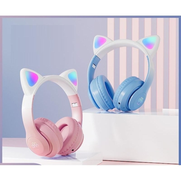 cat ears kuulokkeet langattomat cat bluetooth kuulokkeet lyserød