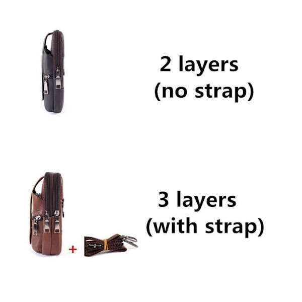 Män läder midja väska multifunktions-Fanny Pack stor kapacitet b Som på bilden 1 brown 3 layer