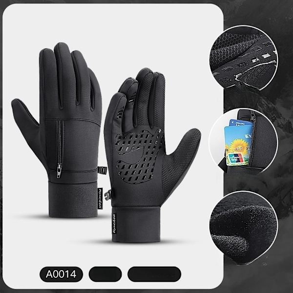 vinterhandskar touchvantar vattentäta skidhandskar A0014 svart XL