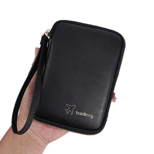 Baellerry Neutral Passport Wallet - Snygg Minimalistisk RFID-blo svart