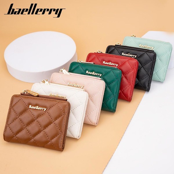 Baellerry Kort plånbok för kvinnor Mode Quiltad Bifold Zipper My ljusblå
