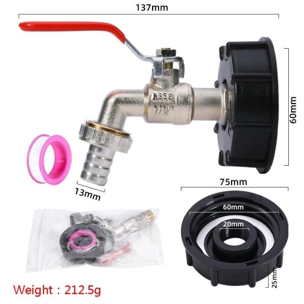 ibc tank adapter vandhane til ibc ibc tank adapter messing s60*6 til 1/2 tomme armatur