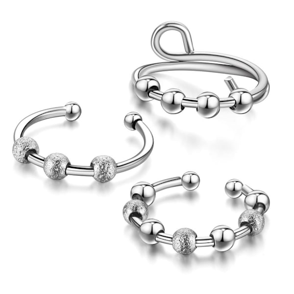 Avslappnande roterbar dekompression ångestdämpande Pearl Beads R 4mm4 silver justerbar