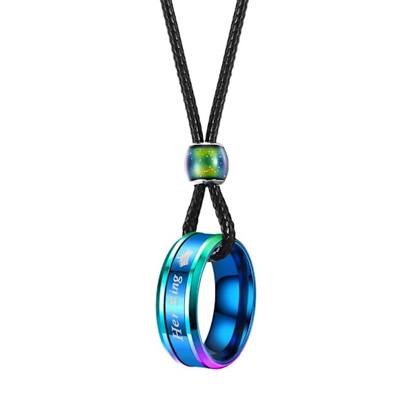 Colour-Change Par Ring Halsband: Glödande blå &amp; lila virvelp blå kant kung
