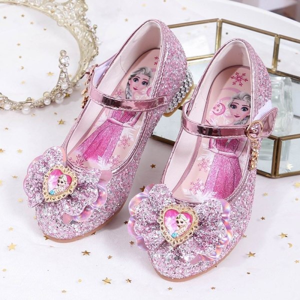 elsa prinsesse sko barn pige med pailletter pink 17,5 cm / størrelse 27
