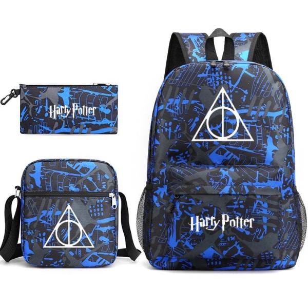 harry potter ryggsäck barn pennskrin axelväska pack (3st) svart/blå 4