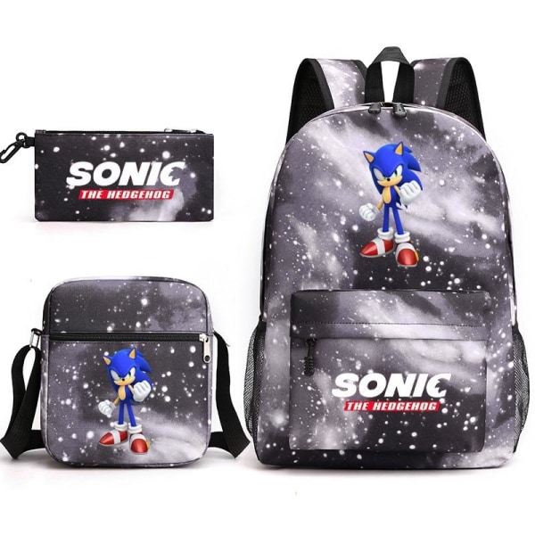 Sonic ryggsäck pennfodral axelremsväskor pack (3st) stjärna grå