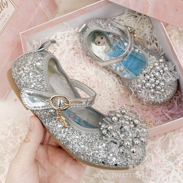 prinsessesko elsa sko barneselskapssko sølvfarget 17 cm / størrelse 27
