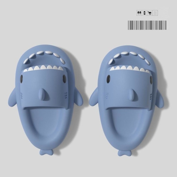 tøfler haj shark tøfler shark slides barnetøfler blå 210 (innvendig 21 cm)