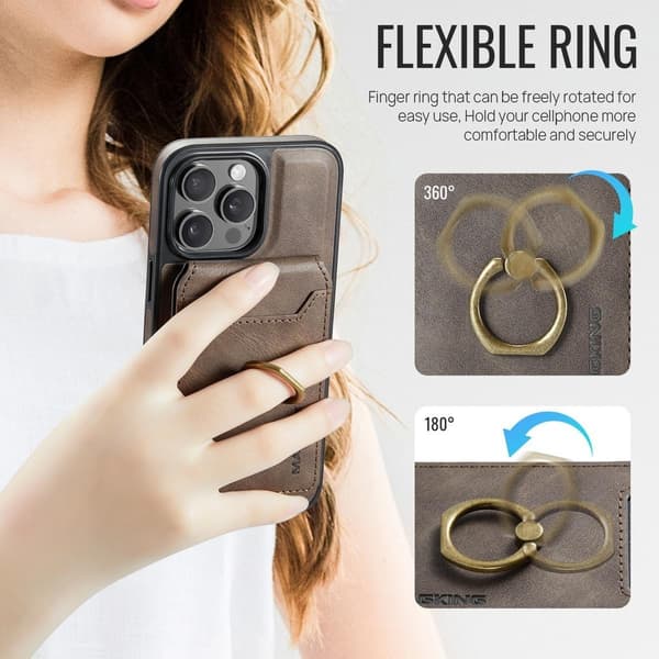(Til iPhone 14 Plus) MagSafe Telefoncover med roterende ring og lys brun