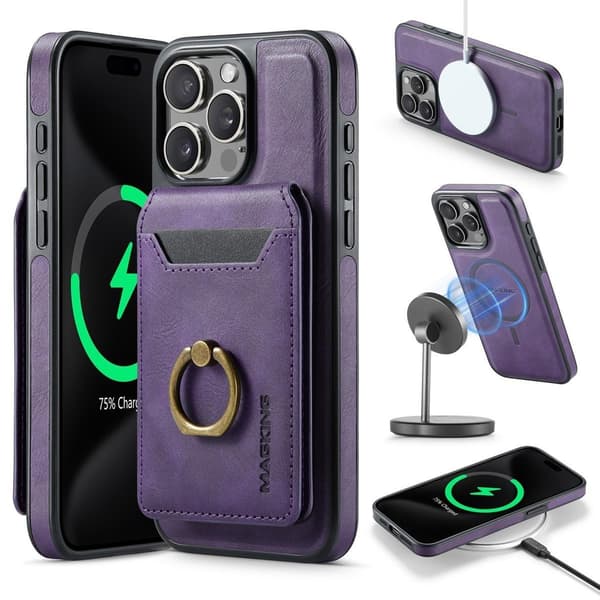 (Til iPhone 12 Pro Max) MagSafe Telefoncover med roterende ring sort