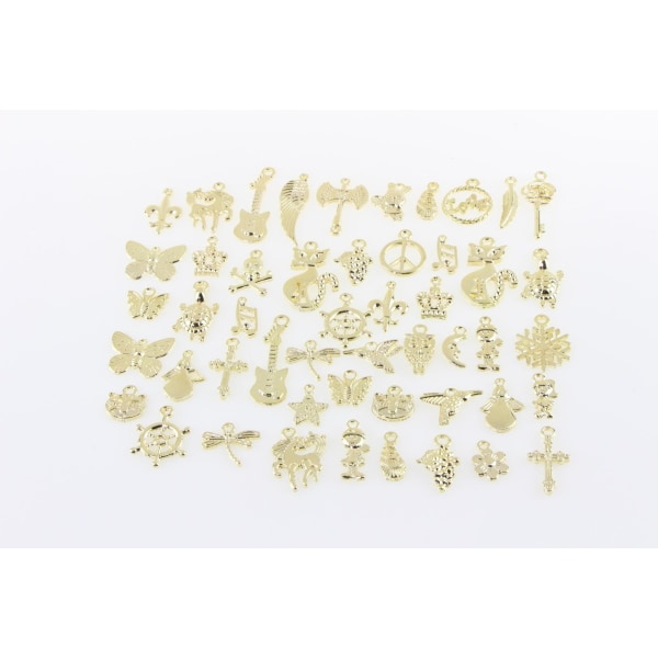 charms smykker øredobber DIY pakke 50 stk gull farget