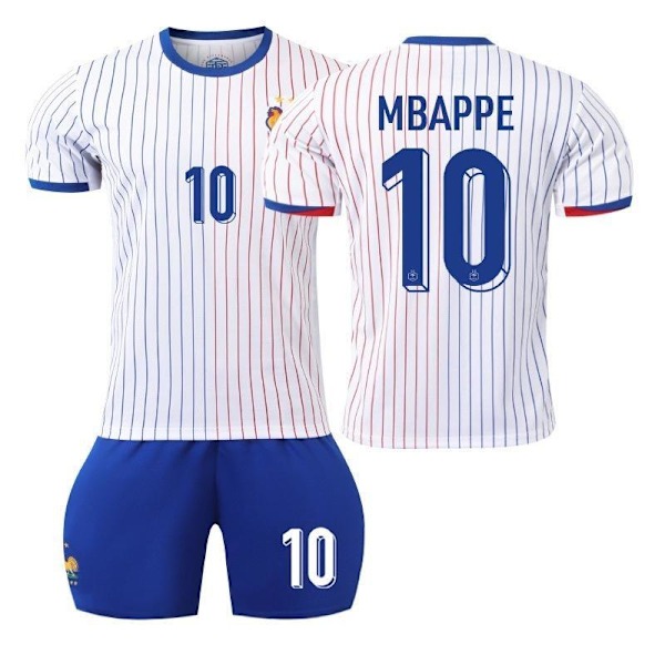 France Away White No. 10 Mbappe Fotbollströja &amp; Shorts Set - #XS/30